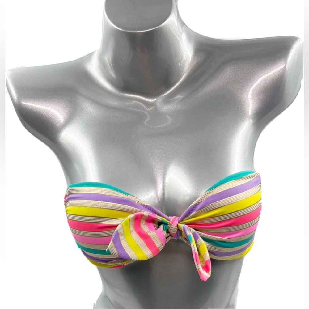 Victoria’s Secret Strapless Bandeau Multicolored striped bikini top M